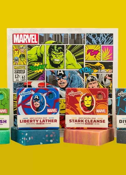 Dr. Squatch, Marvel, Beauty, Health and Wellness, Packaging, Rigid Box, Strategic Design, Bath Soaps, Mens Natural Soap